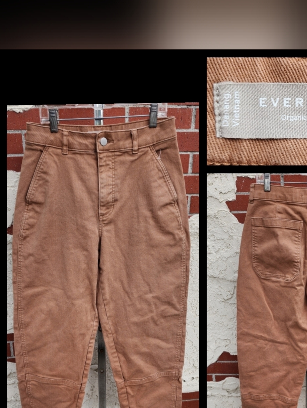 6 woman EVERLANE The Barel Utility Pant Rosewood Brown Organic Cotton Jean